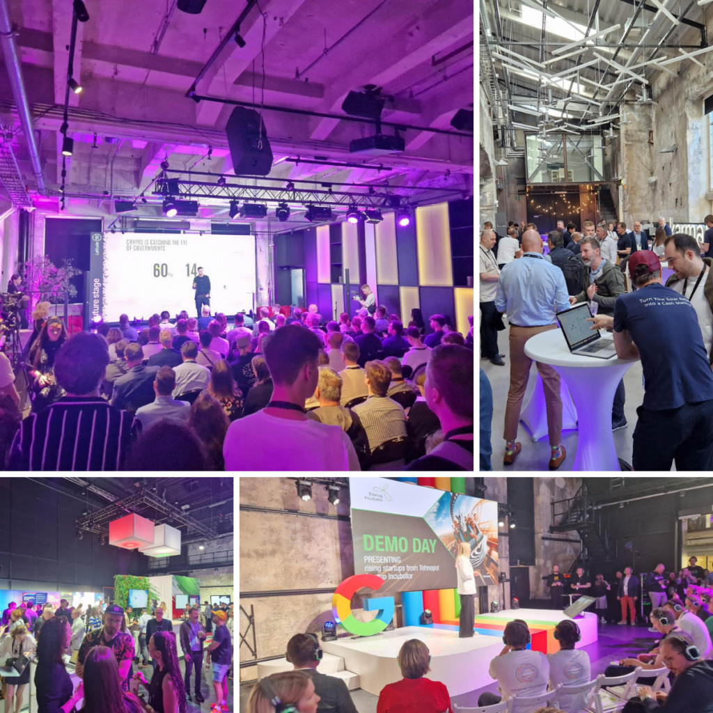 A vibrant montage capturing the essence of Latitude59, showcasing dynamic presentations, engaging networking sessions, and groundbreaking innovations.